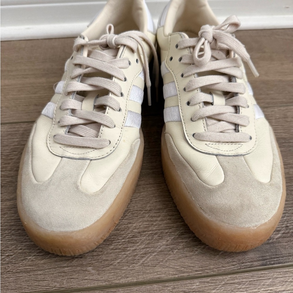 adidas Samba Cream & White Retro Suede Sneakers - Picture 4 of 8